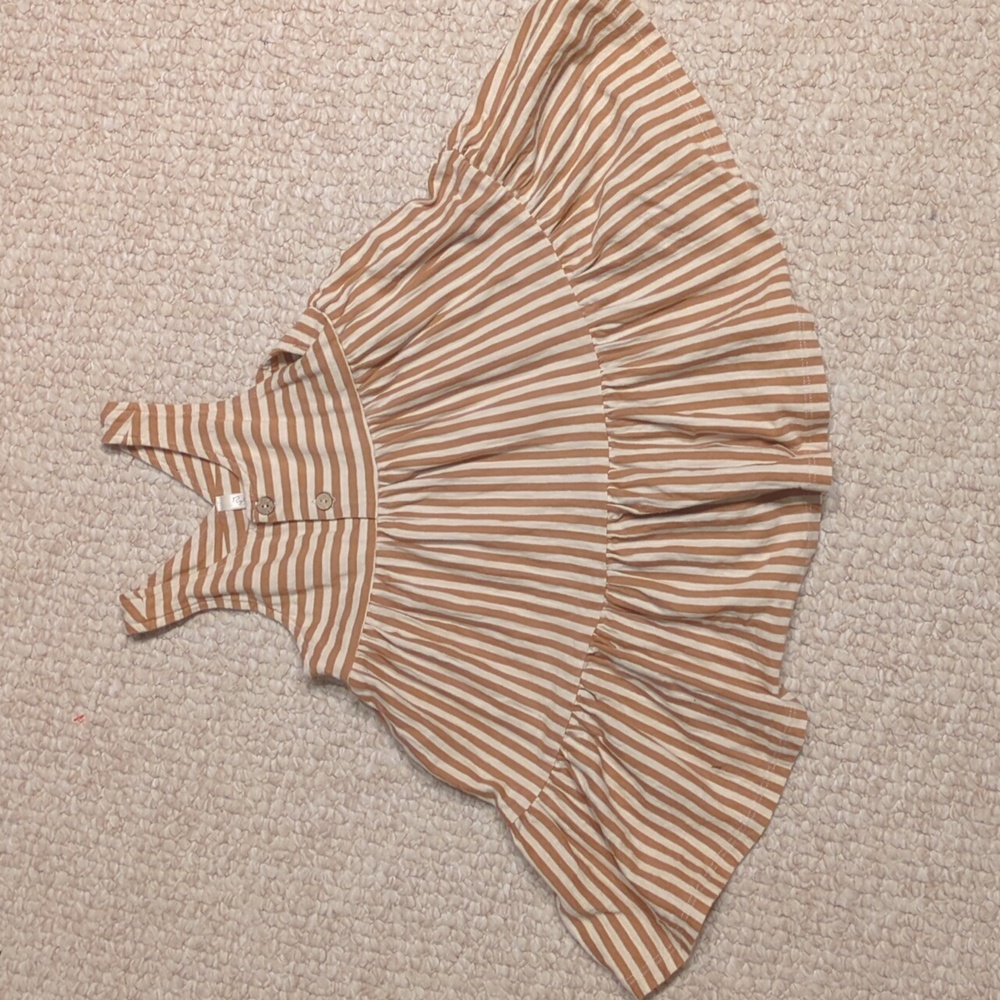 Rylee + Cru Beige Striped Kids Dress